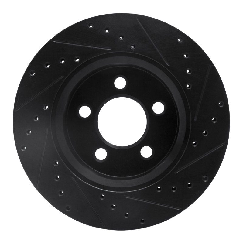 Dodge Nitro Brake Rotor (1) - Front Left - R1 Concepts - Drilled & Slotted - Black - `07-`12